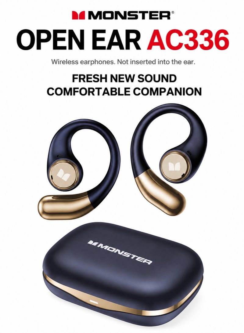 Monster Open Ear AC336 Wireless Earbuds, Open-Ear Bluetooth 5.3 Headphones, Stereo Sound, Crystal Clear Calls, 24H Playback, IPX7 Waterproof, Rotating Case with Lanyard for Sports & Outdoor Use - Image 1