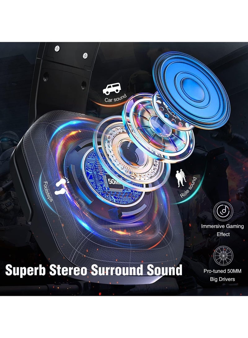 SoulBytes Gaming Headset PS5 Headset PS4 Headset with Microphone Dynamic RGB LED Effect Gamer Headsets for Computer Laptop 3.5mm Wired Stereo Bass Over Ear Mic Gaming Headphones  - Image 5