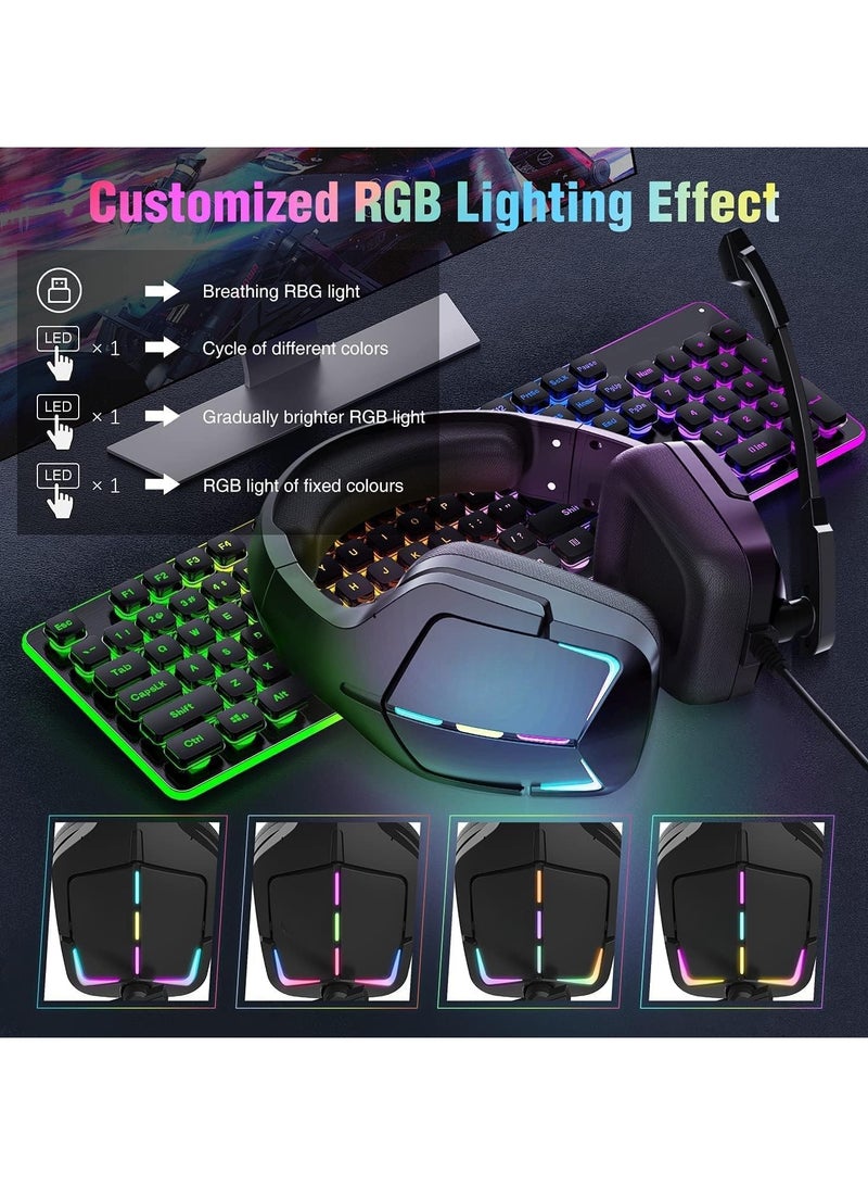 SoulBytes Gaming Headset PS5 Headset PS4 Headset with Microphone Dynamic RGB LED Effect Gamer Headsets for Computer Laptop 3.5mm Wired Stereo Bass Over Ear Mic Gaming Headphones  - Image 2