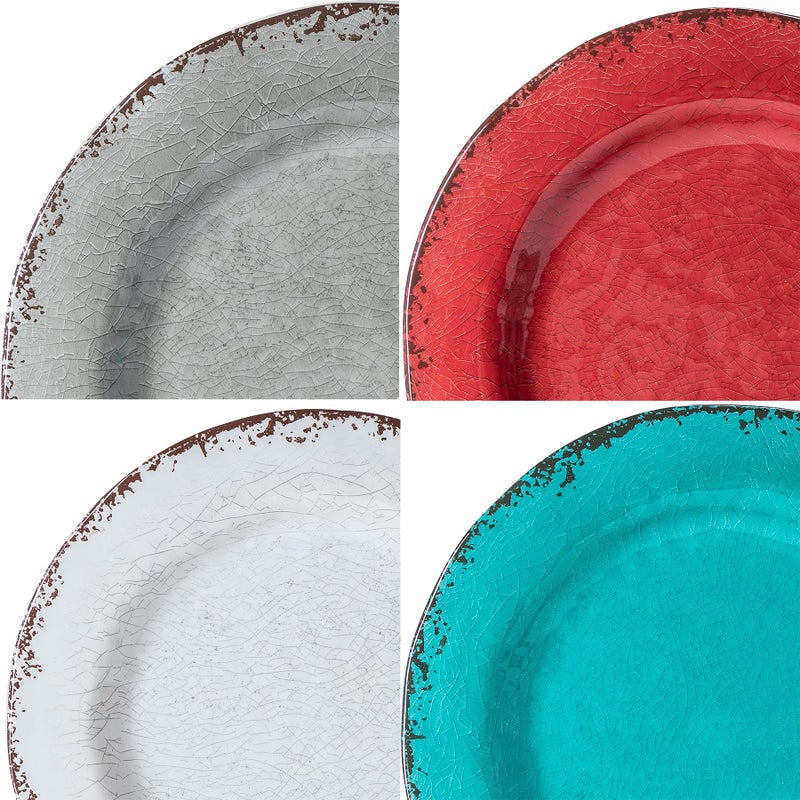 LEHAHA BPA Free Rustic Melamine Plate and Bowl Dinnerware Set Perfect for Indoor Outdoor Dining Party  Camping  12 Piece Unbreakable Dinnerware Set  Service for 4 - Image 4