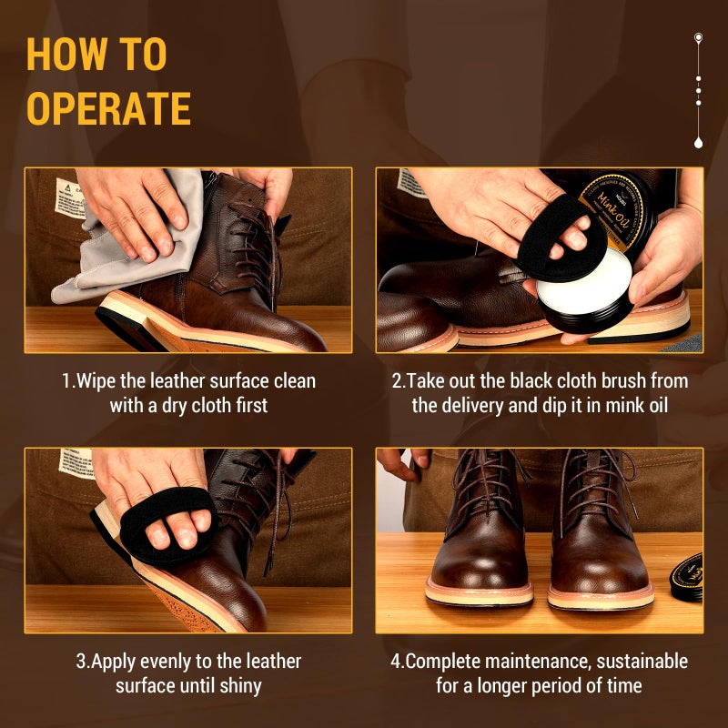 NQUBG Mink Oil for Leather Boots, Boot Leather Care Kit, Leather Shoe Care Kit for Cowboy Boots, Work Boots, Leather Conditioner and Cleaner All-Natural Waterproof Soften and Restore Shoes - Image 5