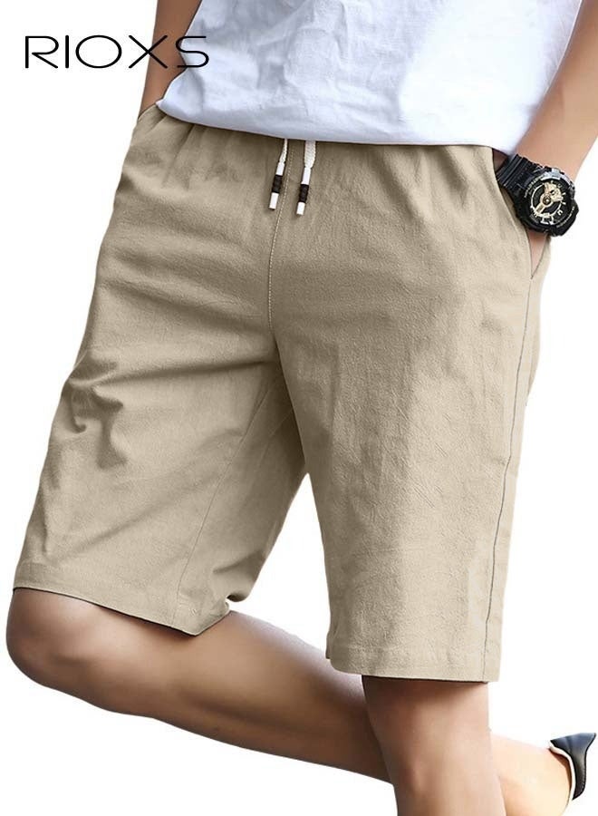 ريوكس Mens Athletic Casual Shorts, Comfortable Drawstring Shorts With Pockets, Summer breathable Shorts, Fashion Beach Short Pants, Elastic Waist Shorts For Stretching, Running, Gym, Ball Sports, Famely. - Image 1