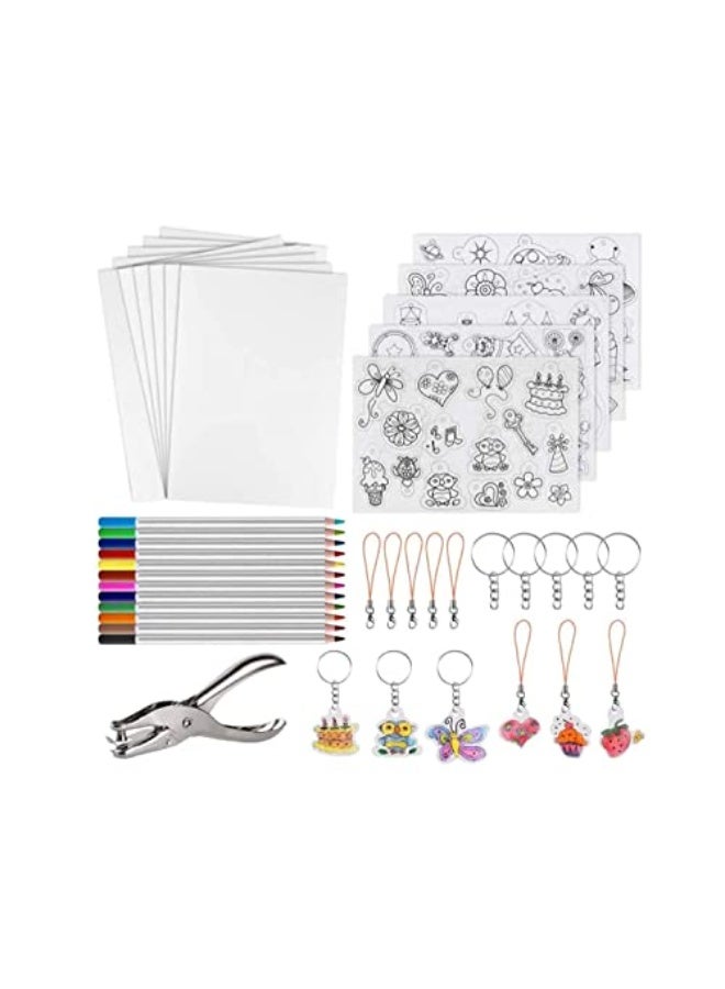 58Pieces Heat Shrink Plastic Sheet Kit Include 10 PCS Shrinky Art Paper with 5 Pcs Shrinky Art Paper with Pattern, Accessories for Kids Creative Craft - Image 1