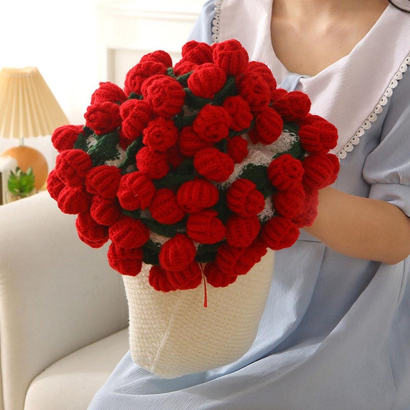 Finished rose blanket, handmade blanket, bouquet, shawl, sofa blanket, office Teacher's Day gift. - Image 4