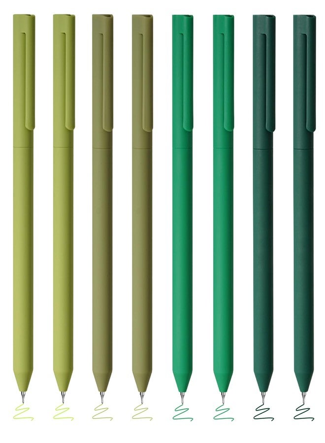 BAYTORY 8Pcs Colored Gel Pens, 0.5mm Fine Point Multicolored Ink Pen，Colorful Pens Smooth Writing for Note Taking and Marking Supplies (Green) - Image 1