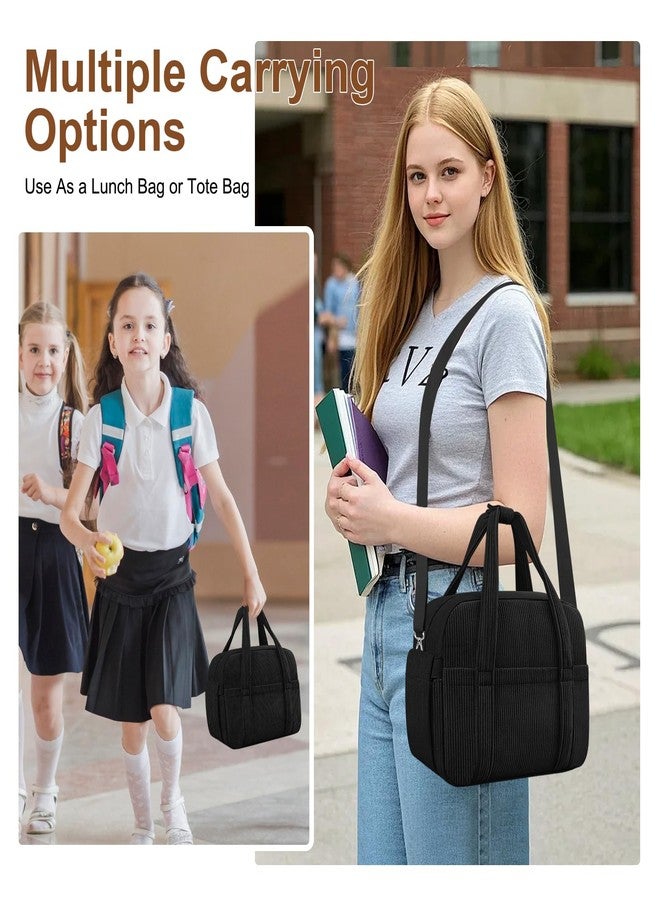 KUBYA Corduroy Lunch Box Lunch Bag for Women Men, Cute Strawberry Small Insulated Reusable Work Leakproof Simple Lunch Boxes Tote Bag Adults Cooler Bag - Image 5