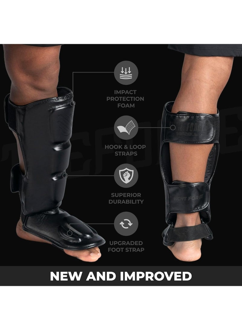 Sanabul Battle Forged Muay Thai Shin Guards for Men & Women Pro Kickboxing MMA Martial Arts Shin Guards for Training & Sparring, Black - Image 2