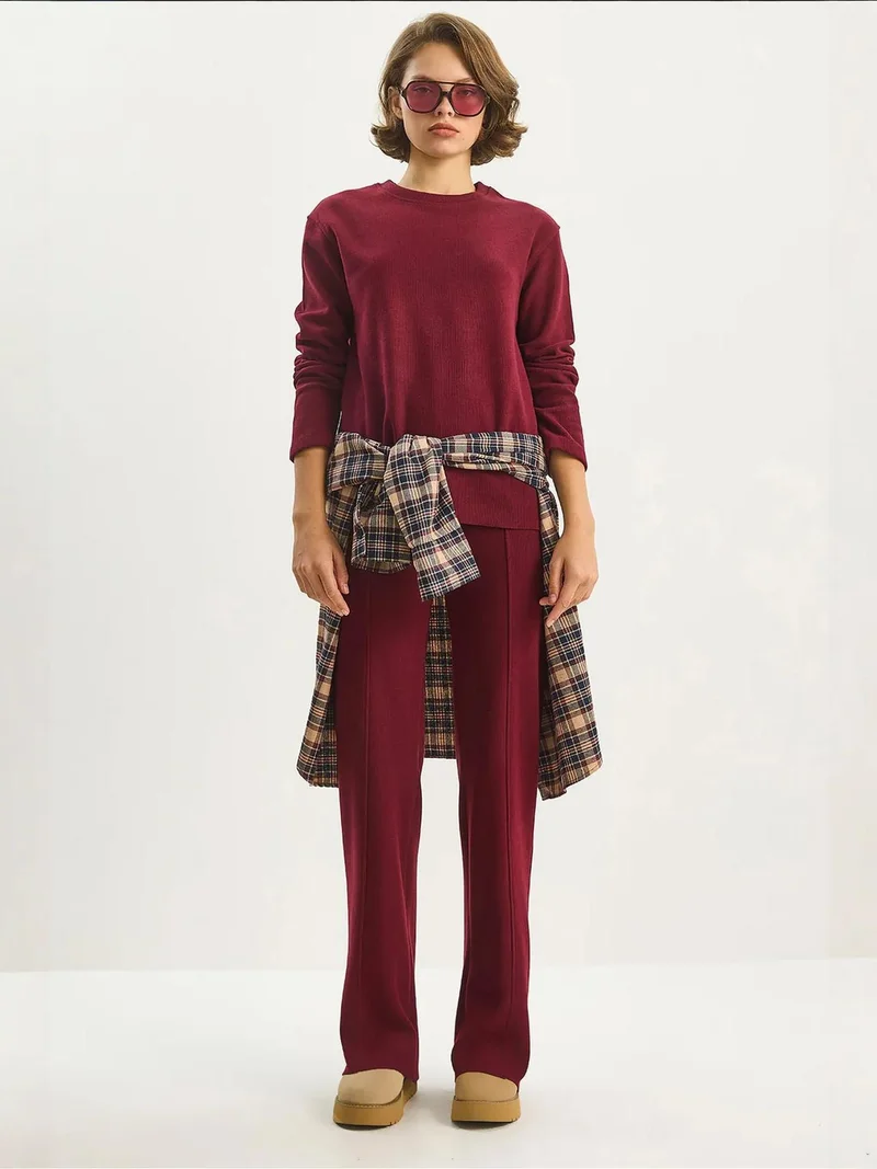 LUCCI Ribbed Knitwear Two-Piece Coord Set