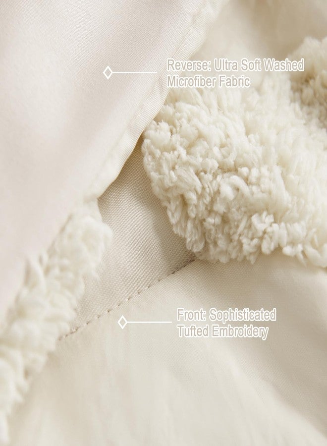 Bildenly Tufted Boho Comforter Set Queen Size Beige Bohemian Heart Love Textured Bedding Set 3 Pieces Farmhouse Shabby Chic Embroidery Bed Set Soft Jacquard Comforter for All Season with 2 Pillowcases - Image 5