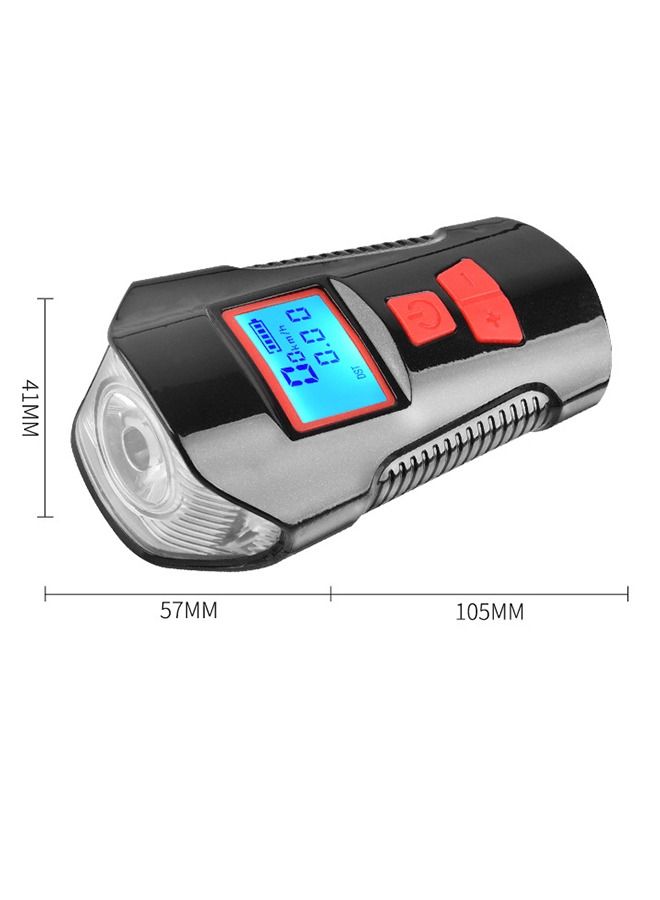 جرويك مجموعة مصابيح الدراجة مع القرن وعداد السرعة، مصباح أمامي LED قابل لإعادة الشحن عبر USB وإضاءة خلفية، مقاومة للماء IPX5، 4 أوضاع إضاءة فائقة السطوع، تناسب جميع الدراجات الجبلية والطرق - Image 2