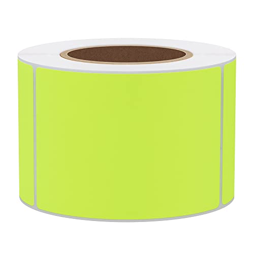 Hybsk 2x3 Inch 300pcs Fluorescent Yellow Sticker Rectangle Blank Color Coding Neon Labels for Office Organization Shipping Warehouse Labeling (Fluorescent Yellow) - Image 1