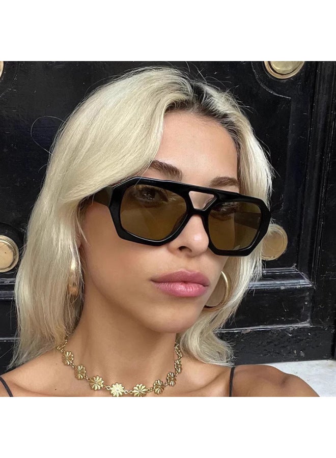 Popular Vintage Sunglasses Women Men Square Sun Glasses Punk Polygon Eye Glasses Goggle for Male Female Rectangle Sunglasses ﻿-Lenses Color:4-Ships From:CN-Frame Color:MULTI