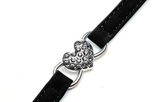 CHUKCHI Heart Bling Cat Collar with Safety Belt and Bell 8-11 Inches (Black) - Image 3
