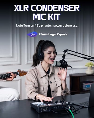 ALABS Fxcaster Podcast Equipment Bundle - All-in-One Podcasting Starter Setup with 7-Channel Soundboard, Audio Interface, and 25mm Diaphragm XLR Microphone for Live Streaming, Recording, and TikTok - Image 2