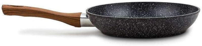 Gladnes Alluminum Alloy Marble Finish Professional Kitchen Non Stick Frying Pan CD Bottom Bakelite Wood Handle for Induction Cookware Safe Black 22CM - Image 3