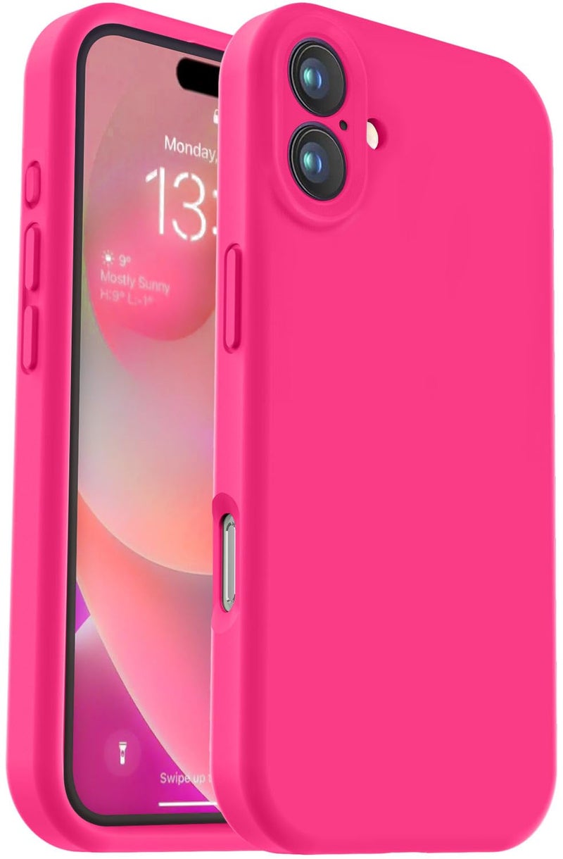 Vooii Compatible with iPhone 16 Case, Liquid Silicone Upgrade [Camera Protection] [Soft Anti-Scratch Microfiber Lining] Shockproof Phone Case for iPhone 16 6.1 inch - Hot Pink - Image 1
