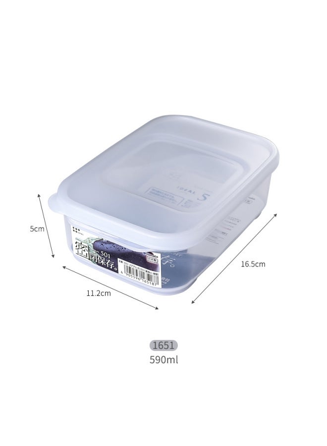 Refrigerator Fresh-keeping Box Kitchen Food Sealed Box Plastic Food Grade Lunch Box Frozen Fruit And Vegetable Refrigerator Storage Box-Specifications:590ml (caps Cannot Be Microwaved)  - Image 1