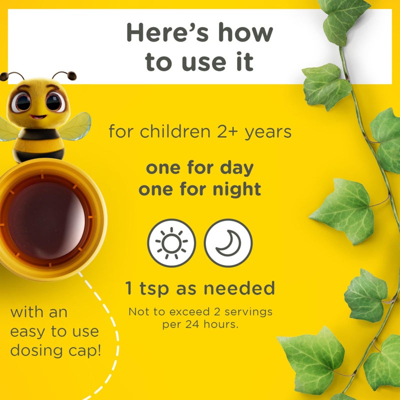 Zarbee's Childrenâ€™s Honey Cough Syrup + Mucus Day & Night Value Pack, Daytime & Nighttime Toddler Cough Syrup, Dark Honey, Ivy Leaf Extract, Chamomile, Mixed Berry Flavor, 2X 4 Flâ€¯Oz - Image 4