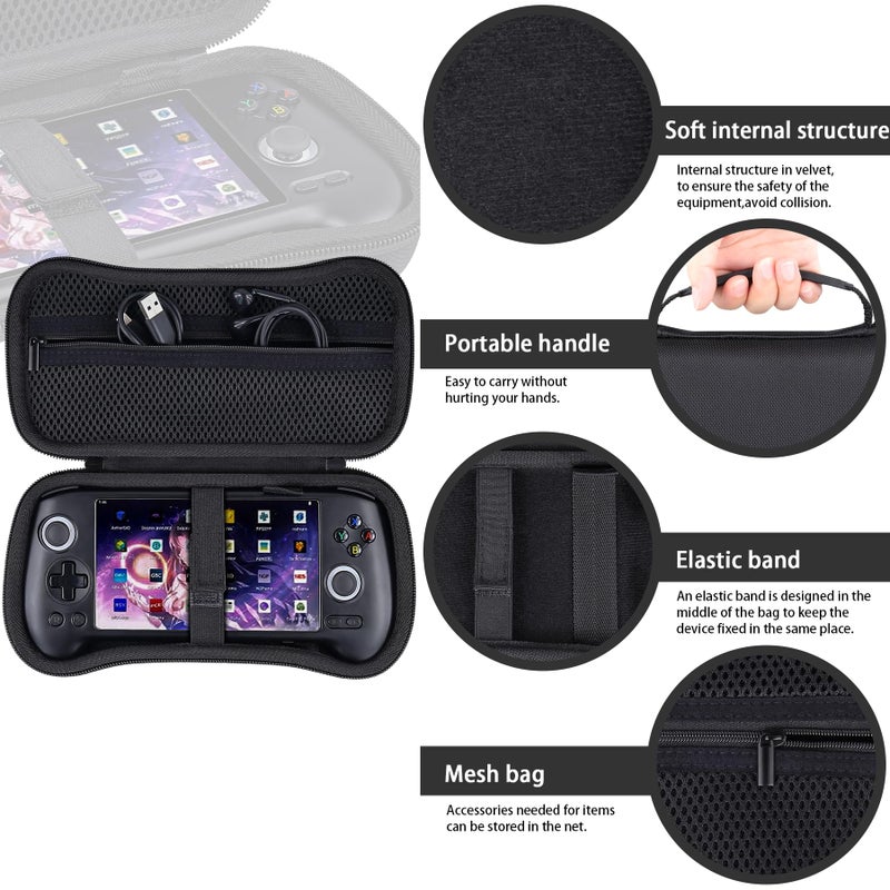 Khanka Hard Case for Anbernic RG556 Retro Handheld Game Console, Storage Bag for RG556 5.48 Inch Android Retro Handheld Game Console, Case Only (Black) - Image 2