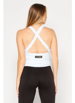 Plein Sport Women Sportswear Fit Sleeveless Training Bodysuit, White  - Image 4