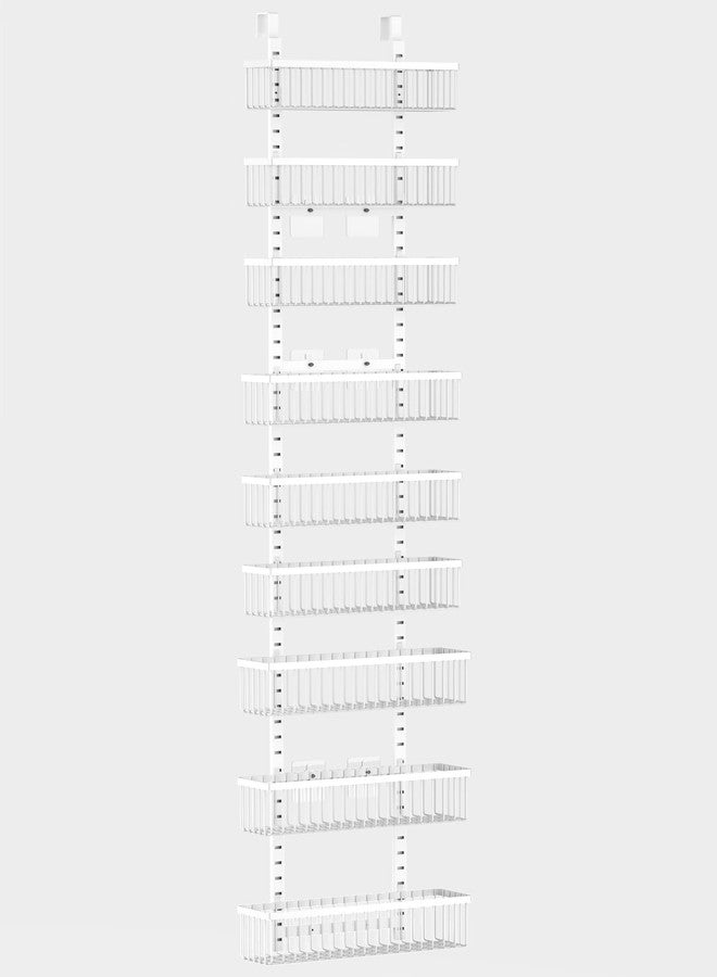 Moforoco منظم مخزن المؤن الأبيض من موفوروكو ذو 9 طبقات يُعلق فوق الباب، لتنظيم وتخزين المؤن، سلة سوداء معلقة على الحائط، رف توابل، أرفف توابل - Image 3