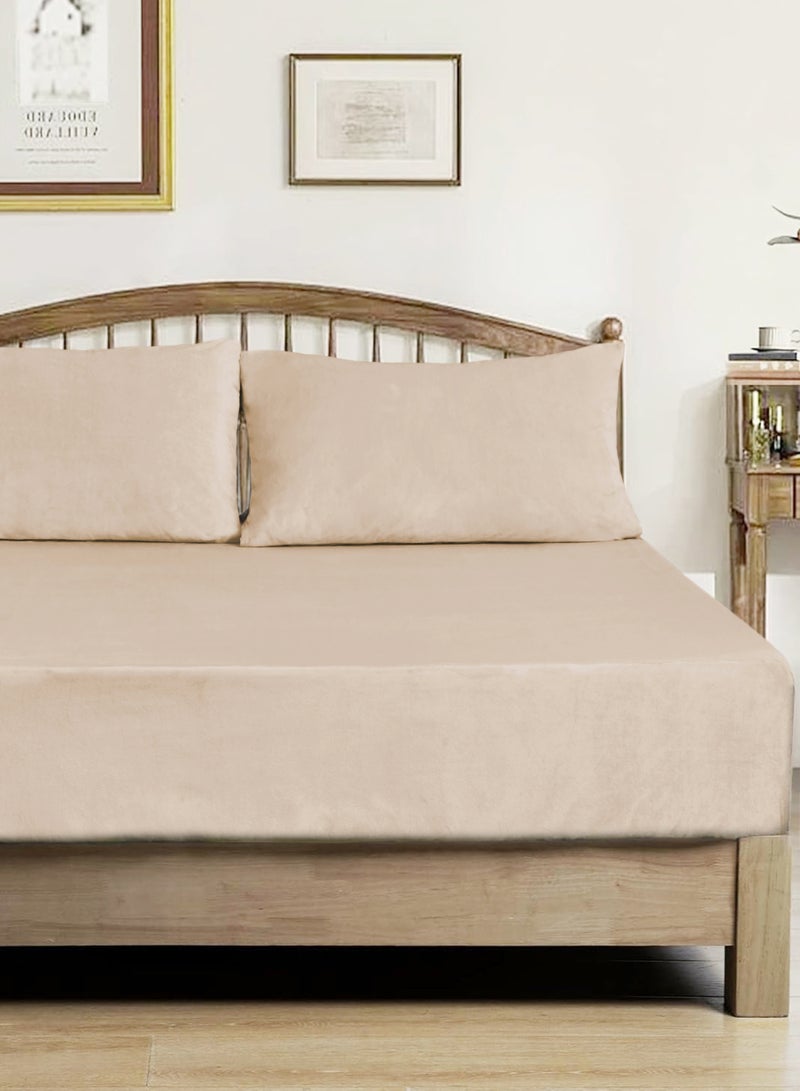 Master Home Textile Velvet Fitted Sheet Set, Single Size - 2PCS,Fits 120 x 200 cm Bed, Soft & Cozy - Image 1