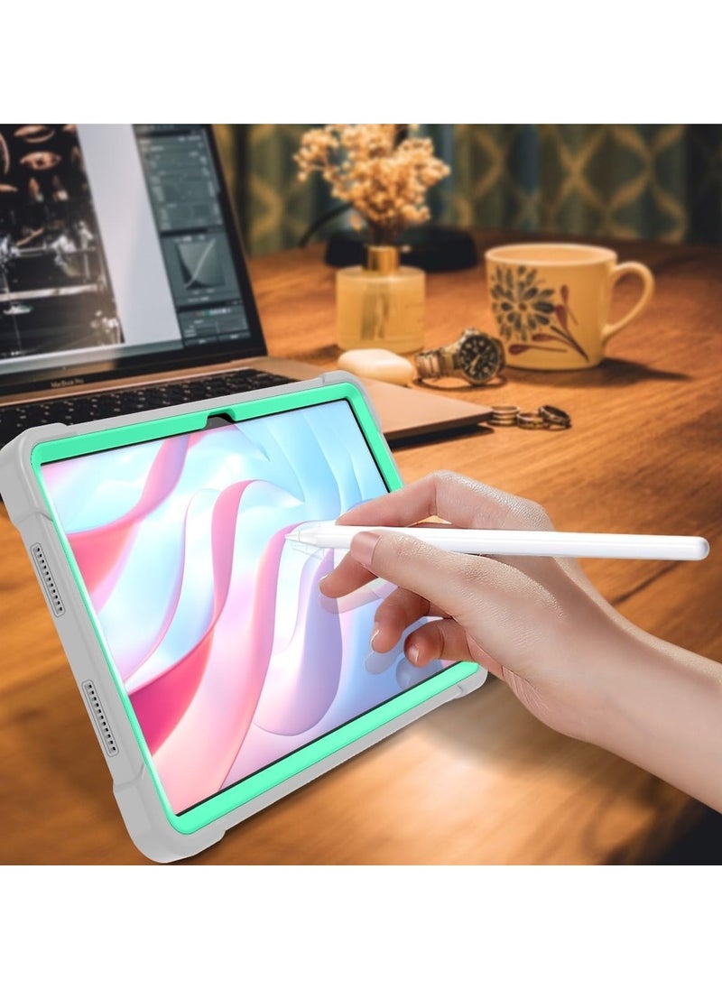 VKL - جراب واقٍ لجهاز Honor Pad X9 مقاس 11.5 بوصة مع حامل مدمج، غطاء واقٍ هجين متين مقاوم للصدمات، لجهاز Huawei Honor Pad X9 موديل 2023 (رمادي + أخضر) - Image 1