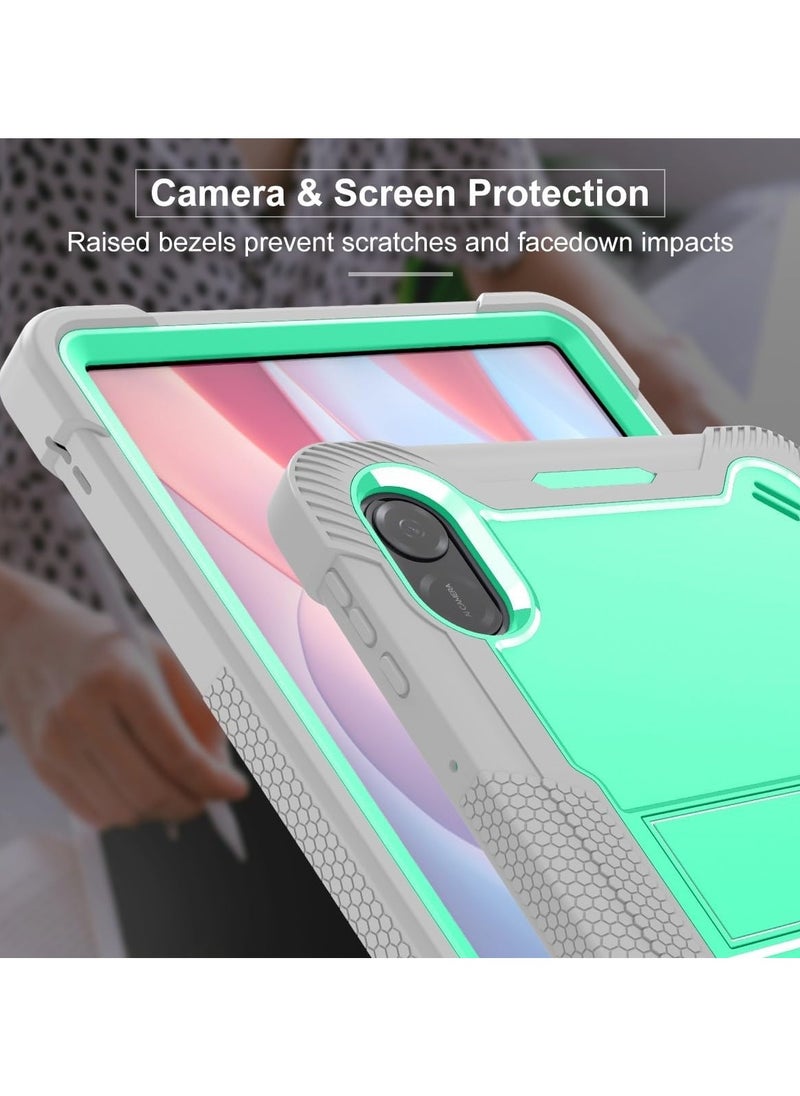 VKL - جراب واقٍ لجهاز Honor Pad X9 مقاس 11.5 بوصة مع حامل مدمج، غطاء واقٍ هجين متين مقاوم للصدمات، لجهاز Huawei Honor Pad X9 موديل 2023 (رمادي + أخضر) - Image 1