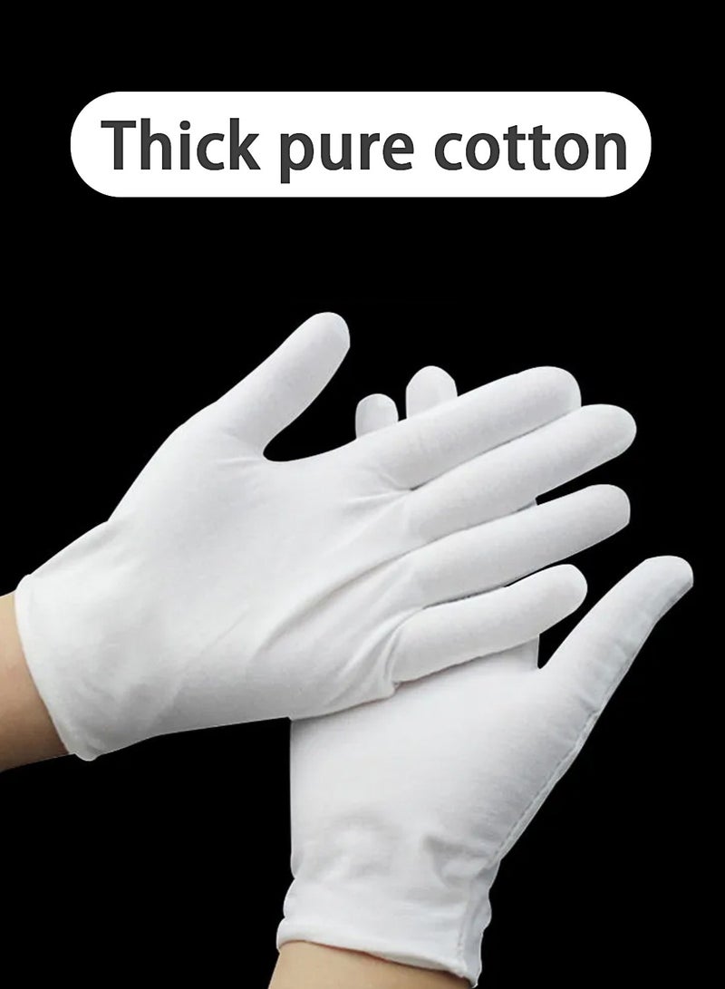 24 Pcs White Cotton Gloves for Dry Hands Moisturizing Eczema Overnight, Men and Women Stretchable Cloth White Gloves for Coin Jewelry Silver Inspection - Image 1