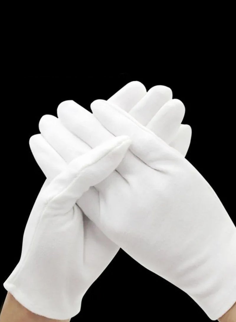 24 Pcs White Cotton Gloves for Dry Hands Moisturizing Eczema Overnight, Men and Women Stretchable Cloth White Gloves for Coin Jewelry Silver Inspection - Image 2