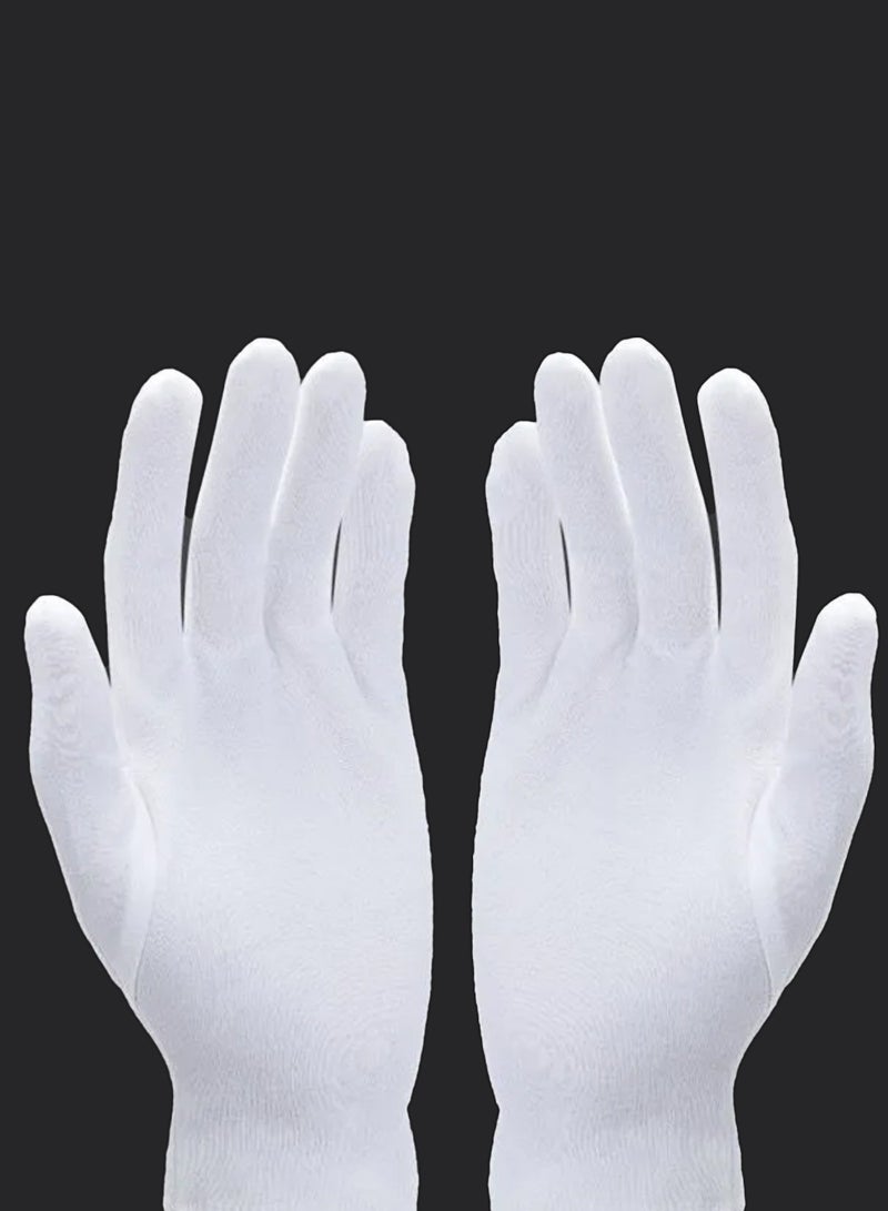 24 Pcs White Cotton Gloves for Dry Hands Moisturizing Eczema Overnight, Men and Women Stretchable Cloth White Gloves for Coin Jewelry Silver Inspection - Image 3