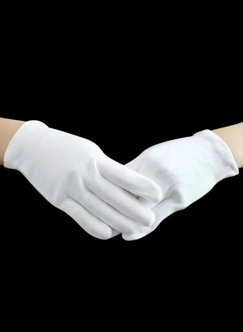 24 Pcs White Cotton Gloves for Dry Hands Moisturizing Eczema Overnight, Men and Women Stretchable Cloth White Gloves for Coin Jewelry Silver Inspection - Image 4
