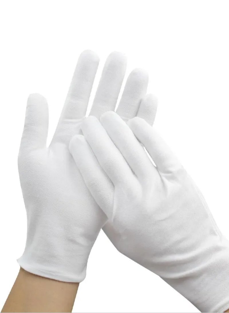 24 Pcs White Cotton Gloves for Dry Hands Moisturizing Eczema Overnight, Men and Women Stretchable Cloth White Gloves for Coin Jewelry Silver Inspection - Image 5