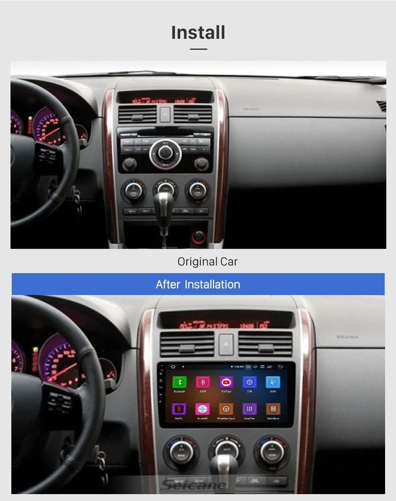 4K إم آر سي ستيريو سيارة أندرويد لموديل مازدا CX9 من عام 2006 إلى 2015، مع دعم لتقنية Apple CarPlay وAndroid Auto وكاميرا عكس السير. - Image 3