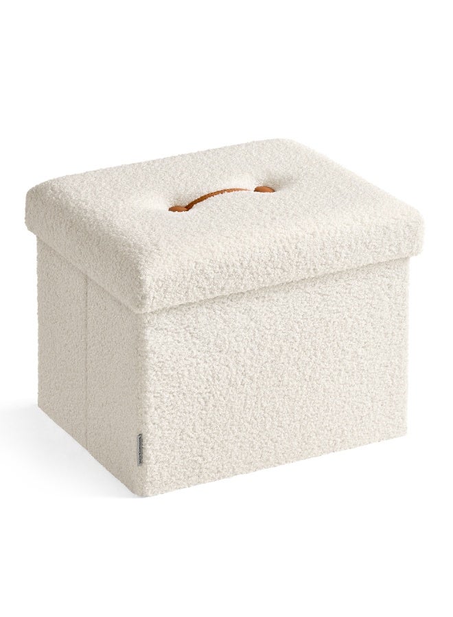 سونمجز مقعد تخزين SONGMICS HOME – عثماني قابل للطي مع تخزين مخفي، 31 × 41 × 31 سم، يتحمل حتى 130 كغ، أبيض كريم - Image 1