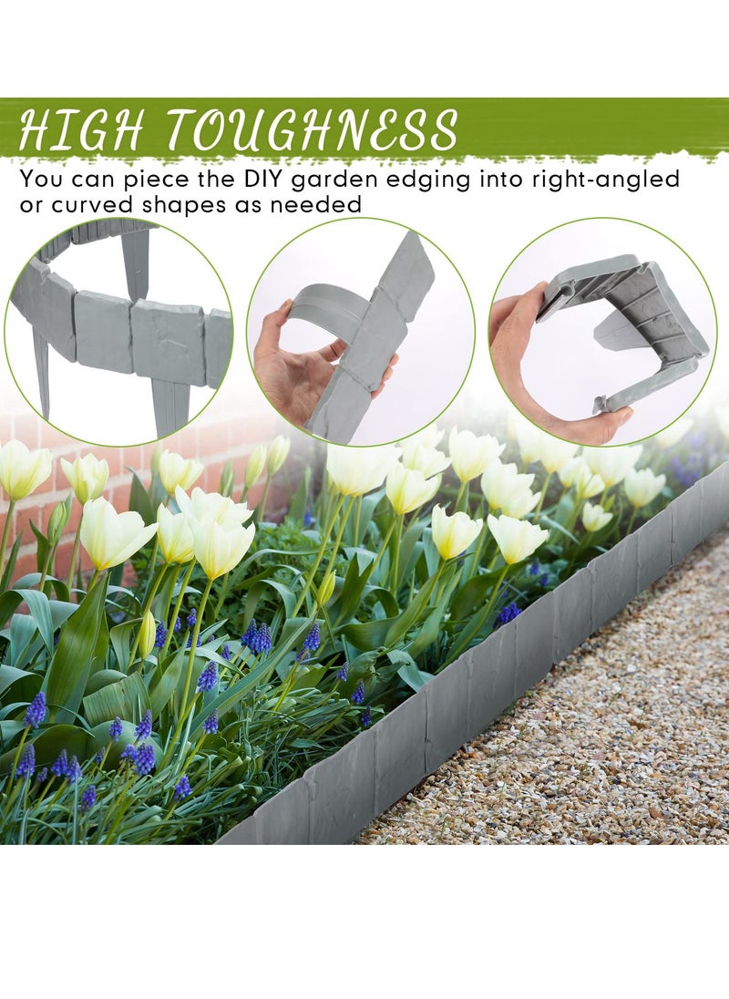 Garden Edging Border, 25 Pcs Garden Landscape Edging Borders, Plastic Garden Fence Edging, Interlocking Landscaping Edging, Imitation Stone Effect Grey Fence, for DIY Outdoor Patio Balcony Yard - pzsku/Z320BF8DAB48D4BA29CF0Z/45/_/1713855817/3c8eb27f-79f8-478e-ab6b-60da0a483856