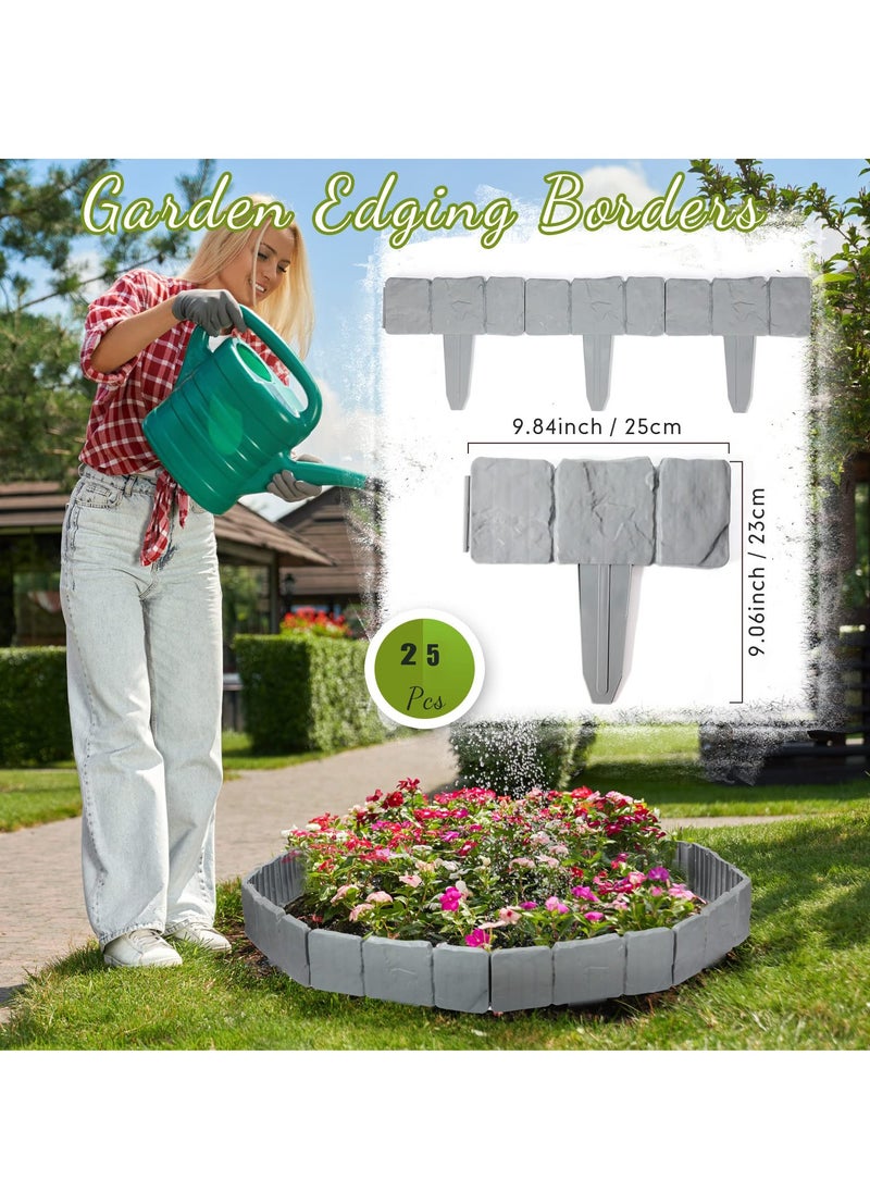 Garden Edging Border, 25 Pcs Garden Landscape Edging Borders, Plastic Garden Fence Edging, Interlocking Landscaping Edging, Imitation Stone Effect Grey Fence, for DIY Outdoor Patio Balcony Yard - pzsku/Z320BF8DAB48D4BA29CF0Z/45/_/1713855817/52c5c3a1-f9ce-4729-a371-05efb1e7bbb1