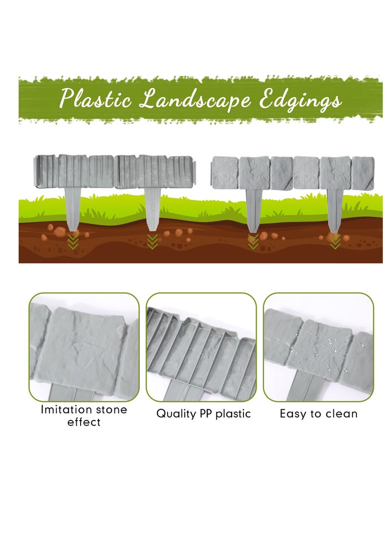 Garden Edging Border, 25 Pcs Garden Landscape Edging Borders, Plastic Garden Fence Edging, Interlocking Landscaping Edging, Imitation Stone Effect Grey Fence, for DIY Outdoor Patio Balcony Yard - pzsku/Z320BF8DAB48D4BA29CF0Z/45/_/1713855821/e66d2231-42af-41fc-9bef-9c95f266fe93