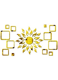 Bikri Kendra Bikri Kendra Sun Golden with 2 Set Square Golden Decorative Mirror Stickers for Wall Wall Mirror Stickers 3D Acrylic Stickers Wall Stickers for Hall Room Bed Room Kitchen Living Room Kids Room 