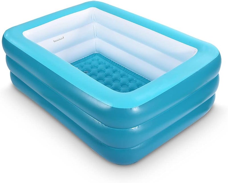 XFlated Inflatable Swimming Pool for Kids, 59" X 45" X 20" Kiddie Pools with Inflatable Soft Floor, Durable Blow Up Pools for Backyard, Garden or Indoor (Green) - Image 1