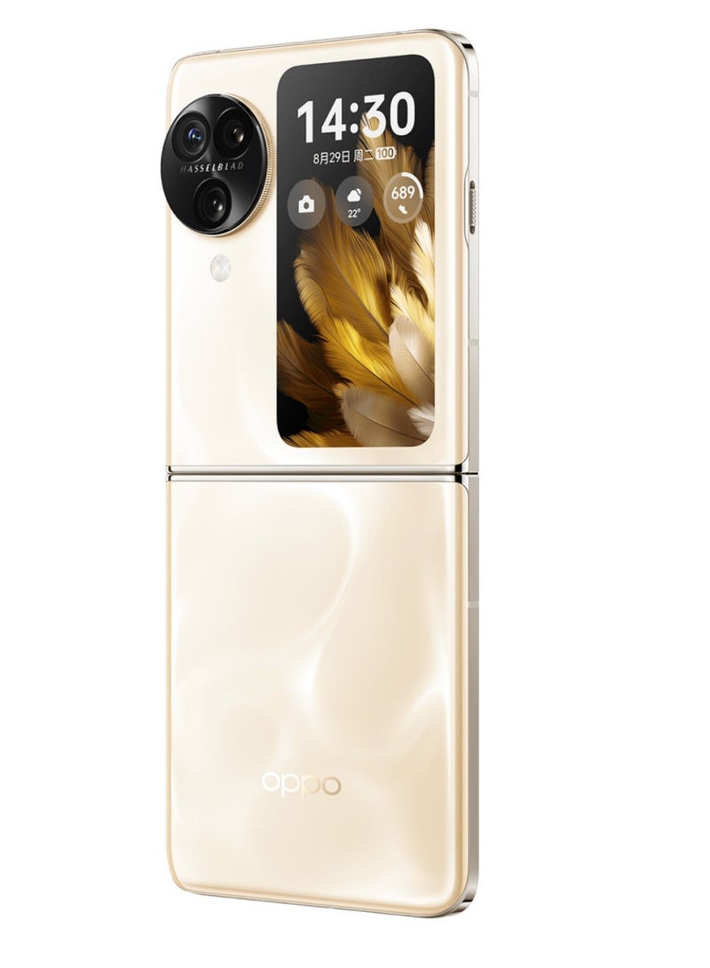 أوبو Find N3 Flip 5G 6.8 بوصة 12 جيجابايت + 256 جيجابايت Amoled شاشة مرنة قابلة للطي أبعاد 9200 ثماني النواة 44 وات Supervooc NFC، ذهبي - Image 3