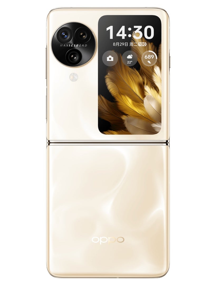 أوبو Find N3 Flip 5G 6.8 بوصة 12 جيجابايت + 256 جيجابايت Amoled شاشة مرنة قابلة للطي أبعاد 9200 ثماني النواة 44 وات Supervooc NFC، ذهبي - Image 2