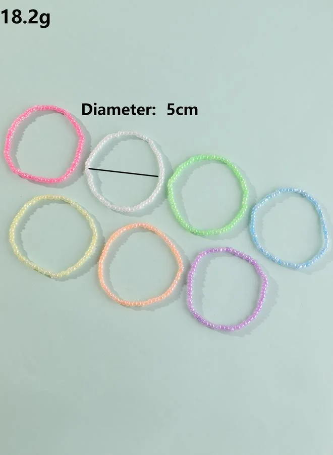 Take Two  Pack of 7- Girls Multi-Color Pastel Beaded Stackable Bracelets for Women | Best Price UAE