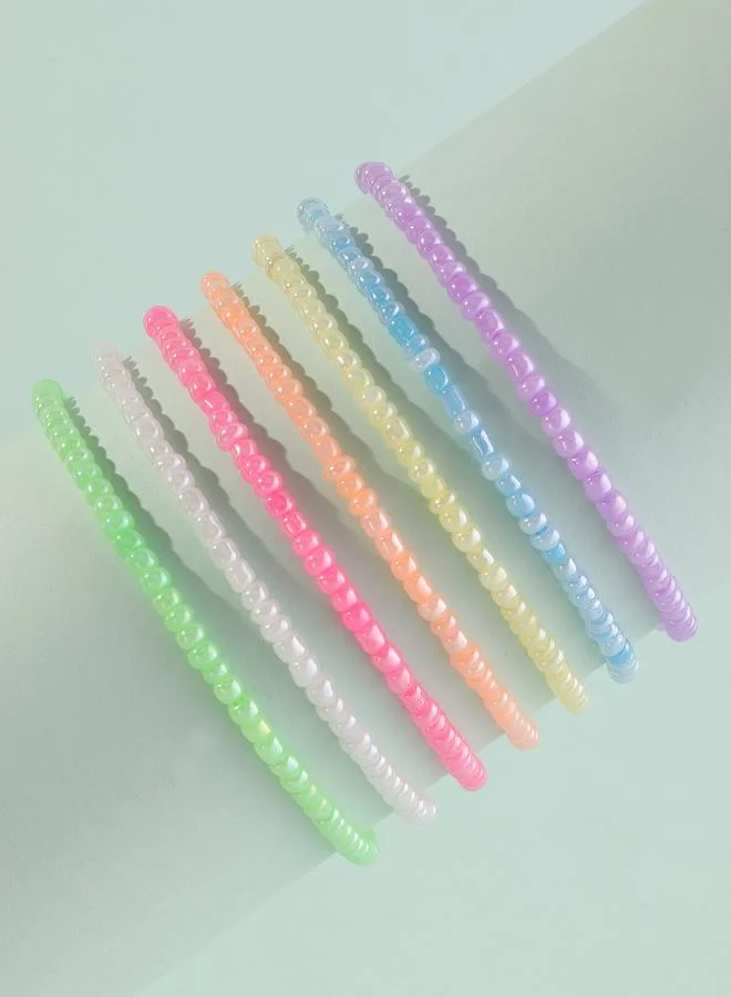 تايك تو Pack of 7- Girls Multi-Color Pastel Beaded Stackable Bracelets
