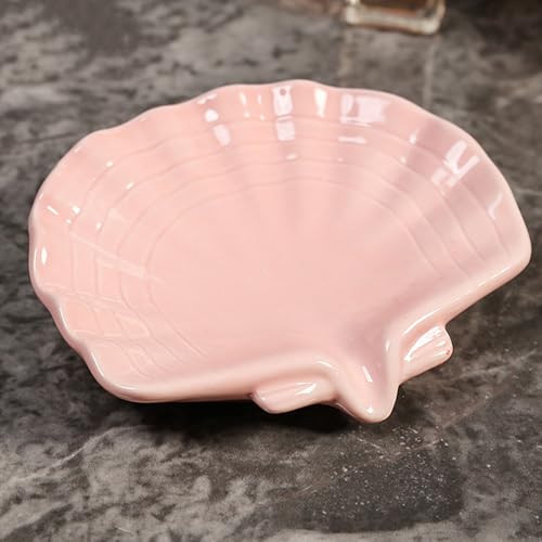 VBANU Ceramic Soap Holder, Sea-Shell Soap Tray with Self Draining, Soap Tray for Sink Washroom Bathroom Shower, Small Cute and Elegant Holder with Glaze, Easy Cleaning (Pink) - Image 4