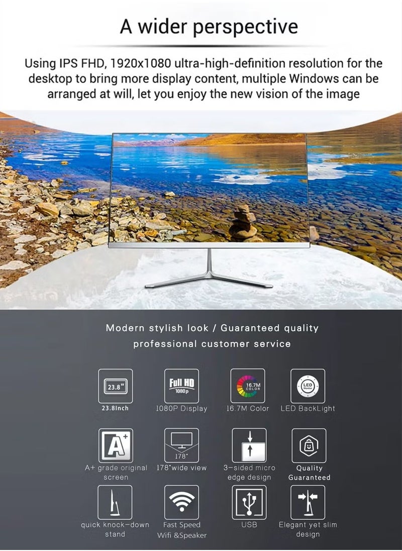 HILUKE - All-in-One 24-Inch 1080p Display, Intel N95 3.4GHz Processor/Windows 10 Pro, 8GB RAM | 256GB SSD/Intel UHD Graphics WiFi, HDMI Desktop Computer Work PC - Image 1