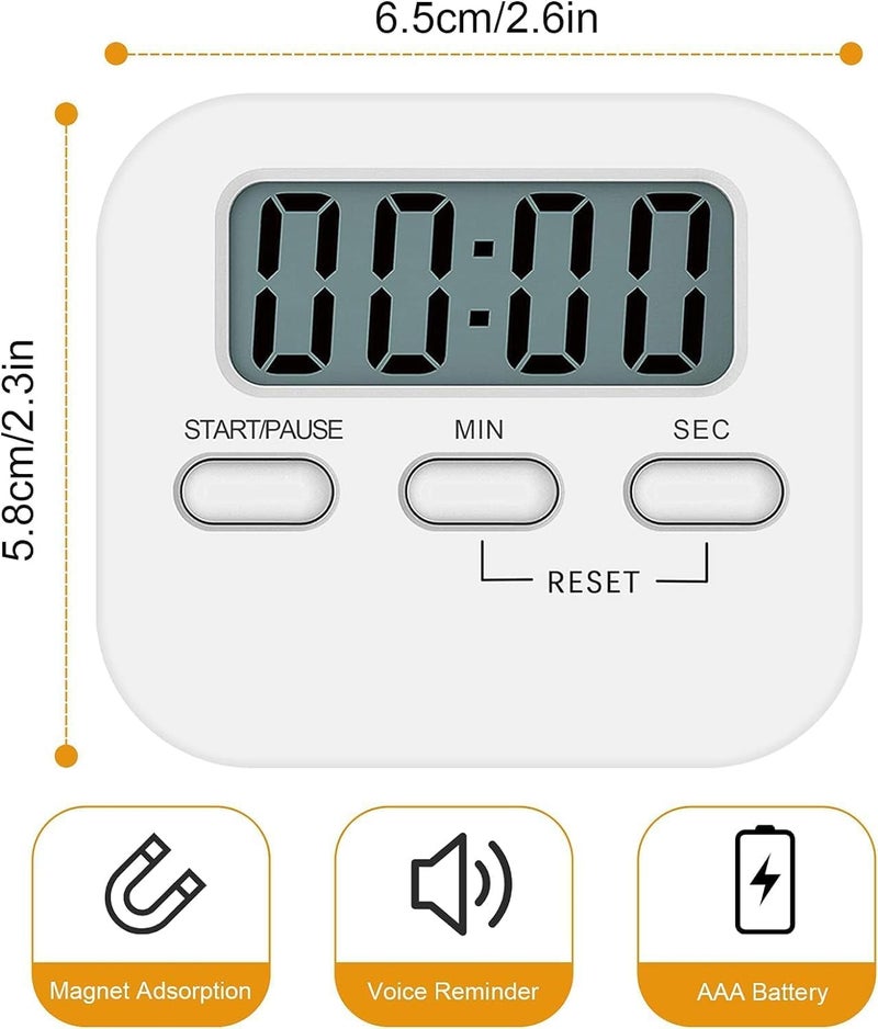 P Plus Fire Digital Kitchen Timer Stopwatch Timer Clock with Alarm and Magnetic Stand for Exercise Magnetic Countdown Hanging Digital Kitchen Timer for Cooking Sports Studying Pack of 2 - Image 2