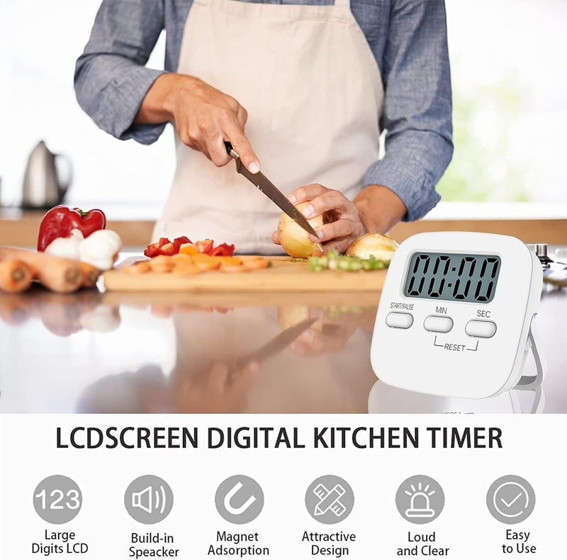 P Plus Fire Digital Kitchen Timer Stopwatch Timer Clock with Alarm and Magnetic Stand for Exercise Magnetic Countdown Hanging Digital Kitchen Timer for Cooking Sports Studying Pack of 2 - Image 4