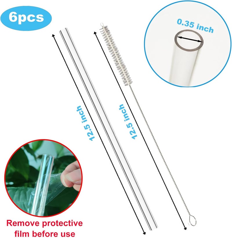 Ajedrmy 6 Pack Replacement Straw for Stanley Adventure Quencher 40 oz 30 oz Cup Tumbler, Reusable Straws for Stanley 40 oz & Simple Modern Tumbler with Handle, with Cleaning Brush for Stanley Cup Accessories - Image 2