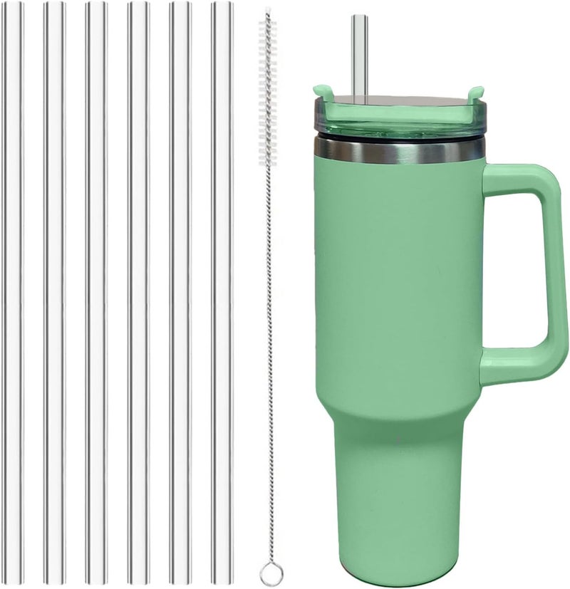 Ajedrmy 6 Pack Replacement Straw for Stanley Adventure Quencher 40 oz 30 oz Cup Tumbler, Reusable Straws for Stanley 40 oz & Simple Modern Tumbler with Handle, with Cleaning Brush for Stanley Cup Accessories - Image 1